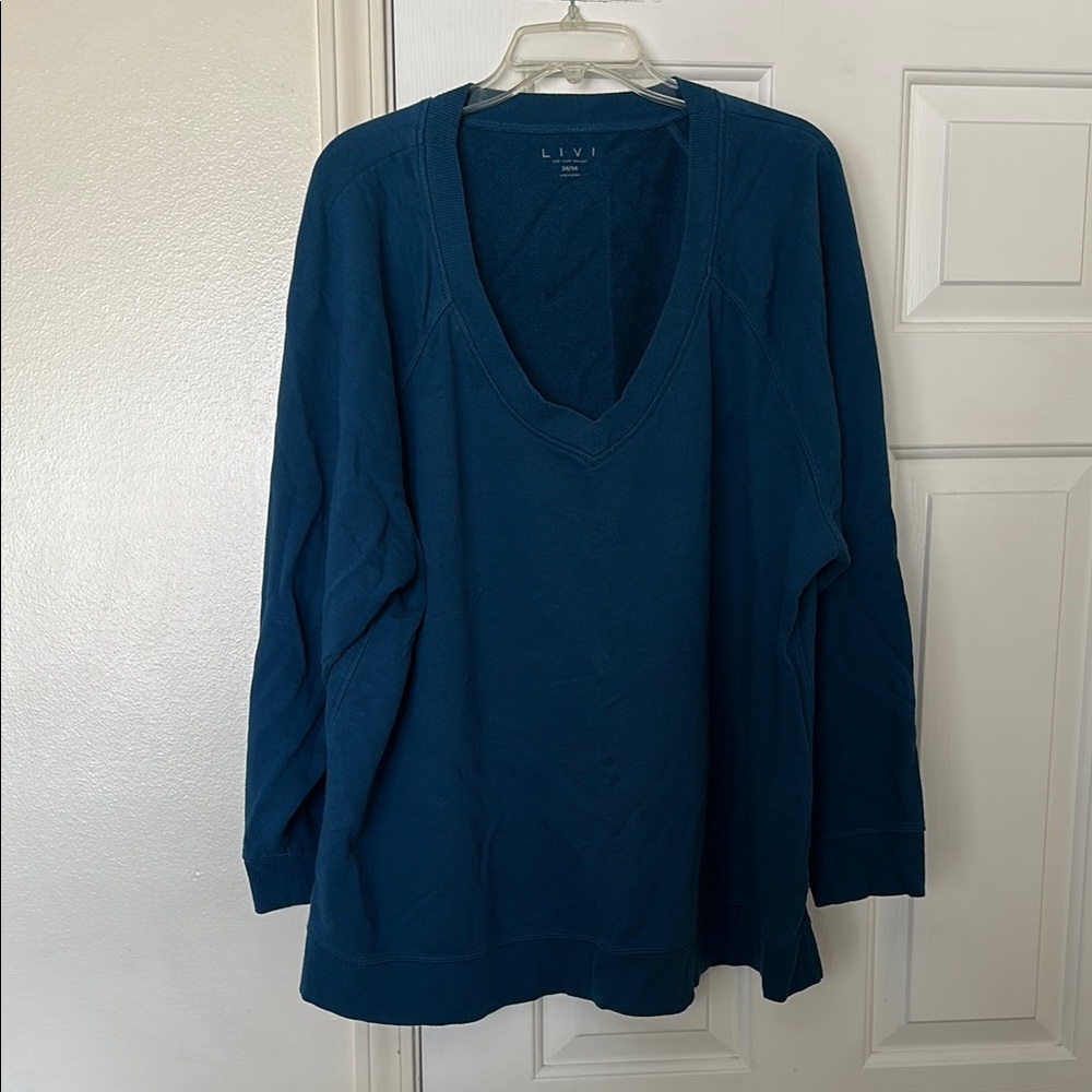 LIVI Women's Blue V-neck Sweater